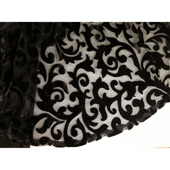 R & M Richards Women 14 Black Stretch Dress Velvet Burn Out Bell Sleeve     T 23 - Picture 7 of 7